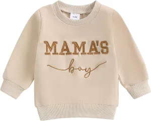 Toddler Baby Boy Sweatshirts Letter Embroidered Long Sleeve Baby Pullovers Tops Infant Fall Winter Casual Tops