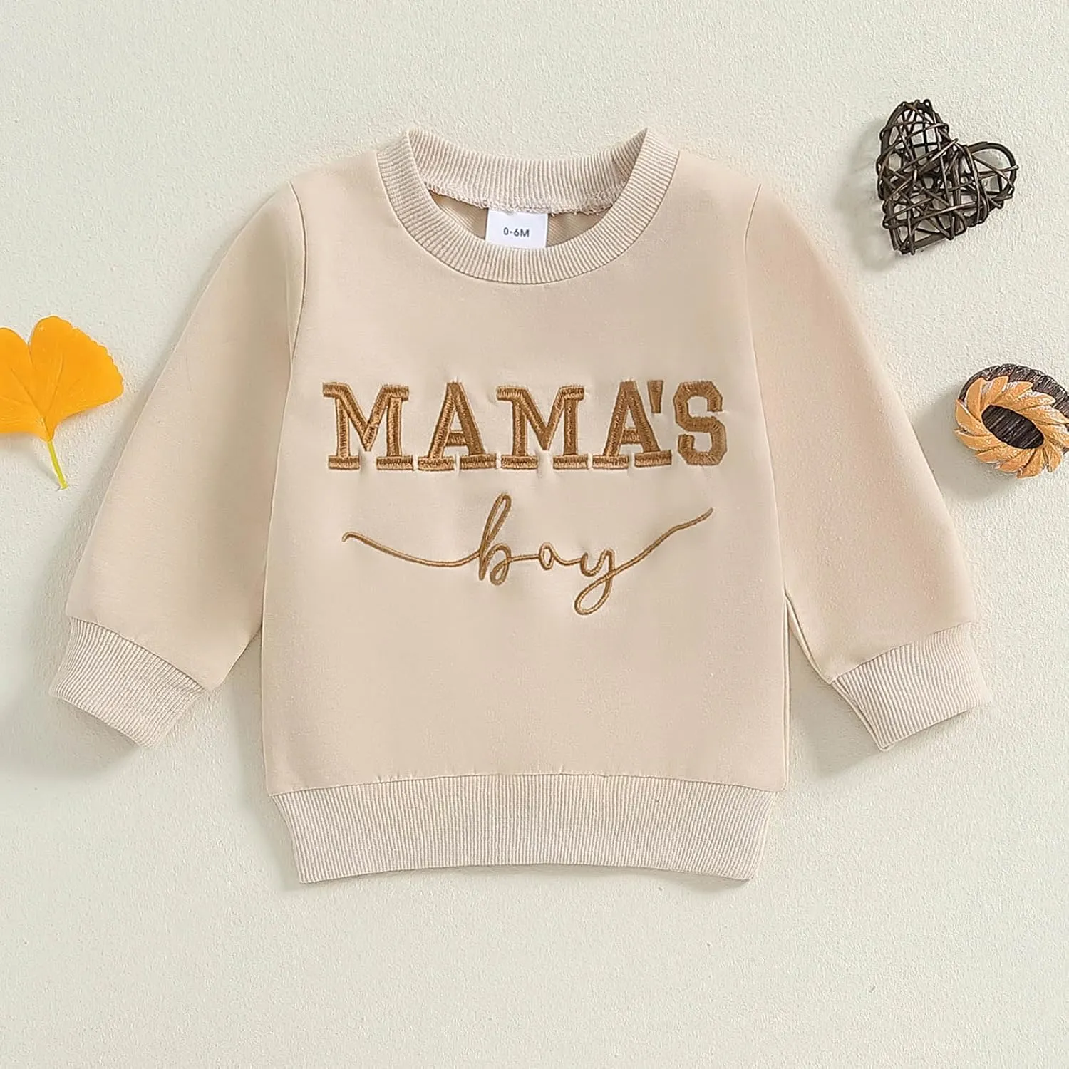 Toddler Baby Boy Sweatshirts Letter Embroidered Long Sleeve Baby Pullovers Tops Infant Fall Winter Casual Tops