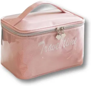 Toiletry Bag for Women Men, Waterproof Makeup Cosmetic Bag Travel Organizer Travel Bag Large Capacity Tote Bag Handbag (Pink)