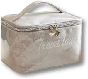 Toiletry Bag for Women Men, Waterproof Makeup Cosmetic Bag Travel Organizer Travel Bag Large Capacity Tote Bag Handbag (Silver)