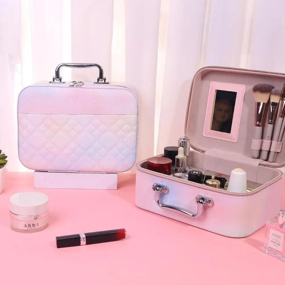 Toiletry Bag for Women Men, Waterproof Makeup Cosmetic Bag Travel Organizer Travel Bag (Large Pearl Pink)