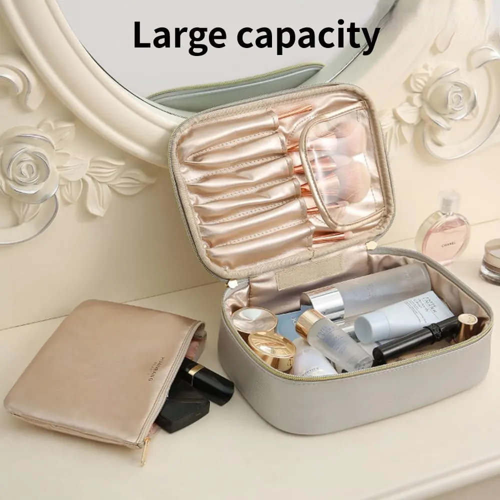 Toiletry Bag for Women, Waterproof Makeup Cosmetic Bag Travel Organizer Large Capacity Tote Bag Handbag (Pink)