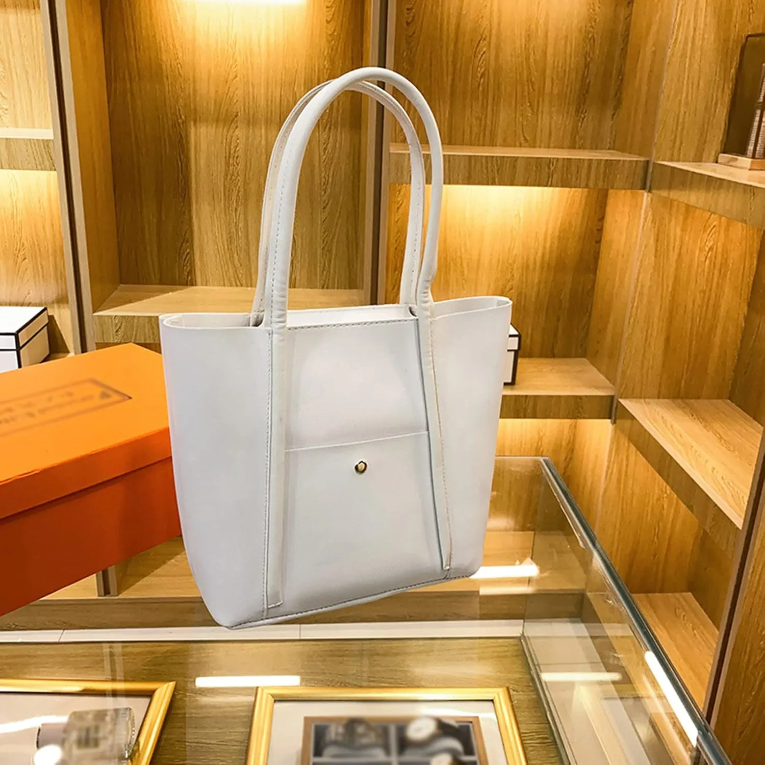 Tote Bag For Women Elegant Leather Solid Color Shoulder Bag Zipper Plus Large Bag Hand Bag For Travel Essential X