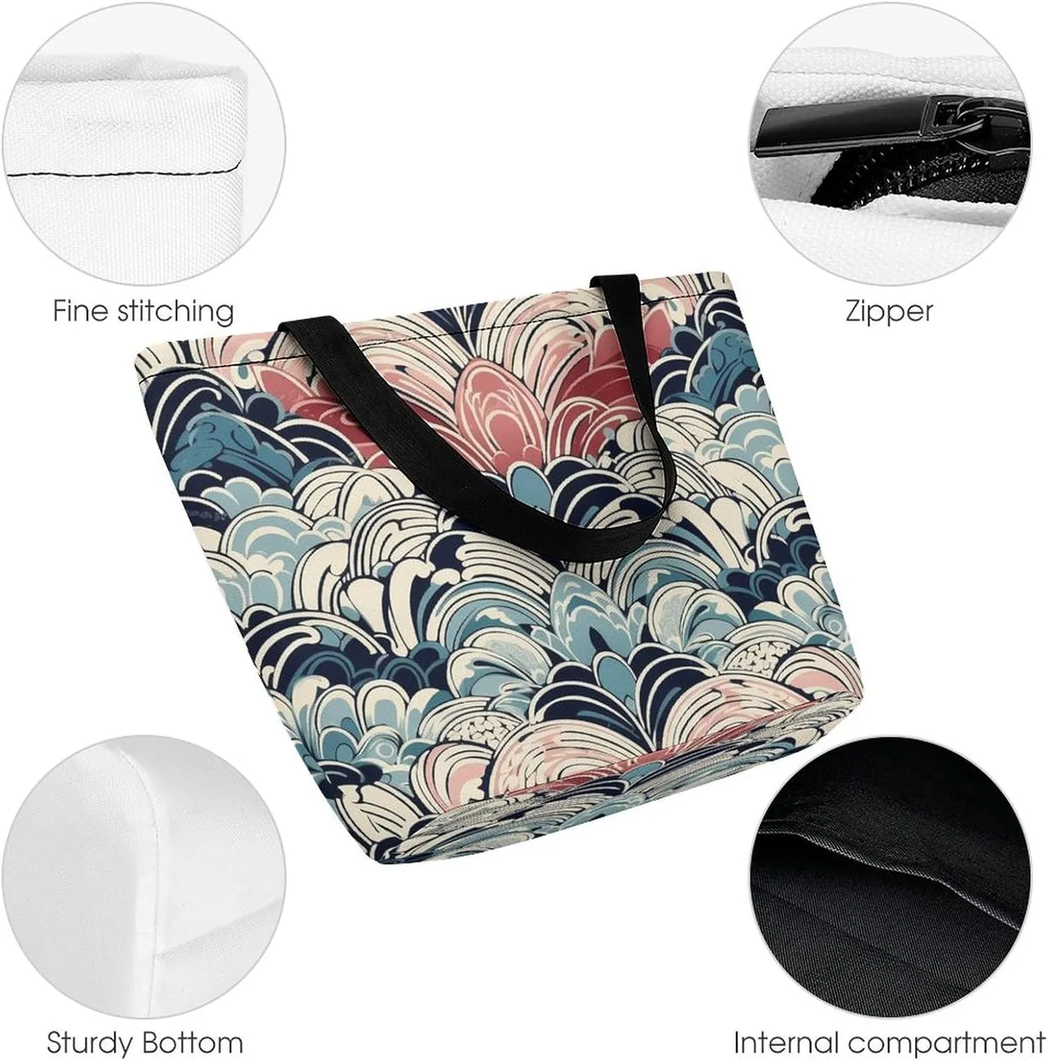 Tote Bag for Women Grocery Bag Hearts Foldable Shopping Bags Reusable Large Tote Bag