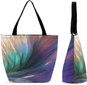 Tote Bag for Women Grocery Bag Purple Flower Foldable Shopping Bags Reusable Large Tote Bag