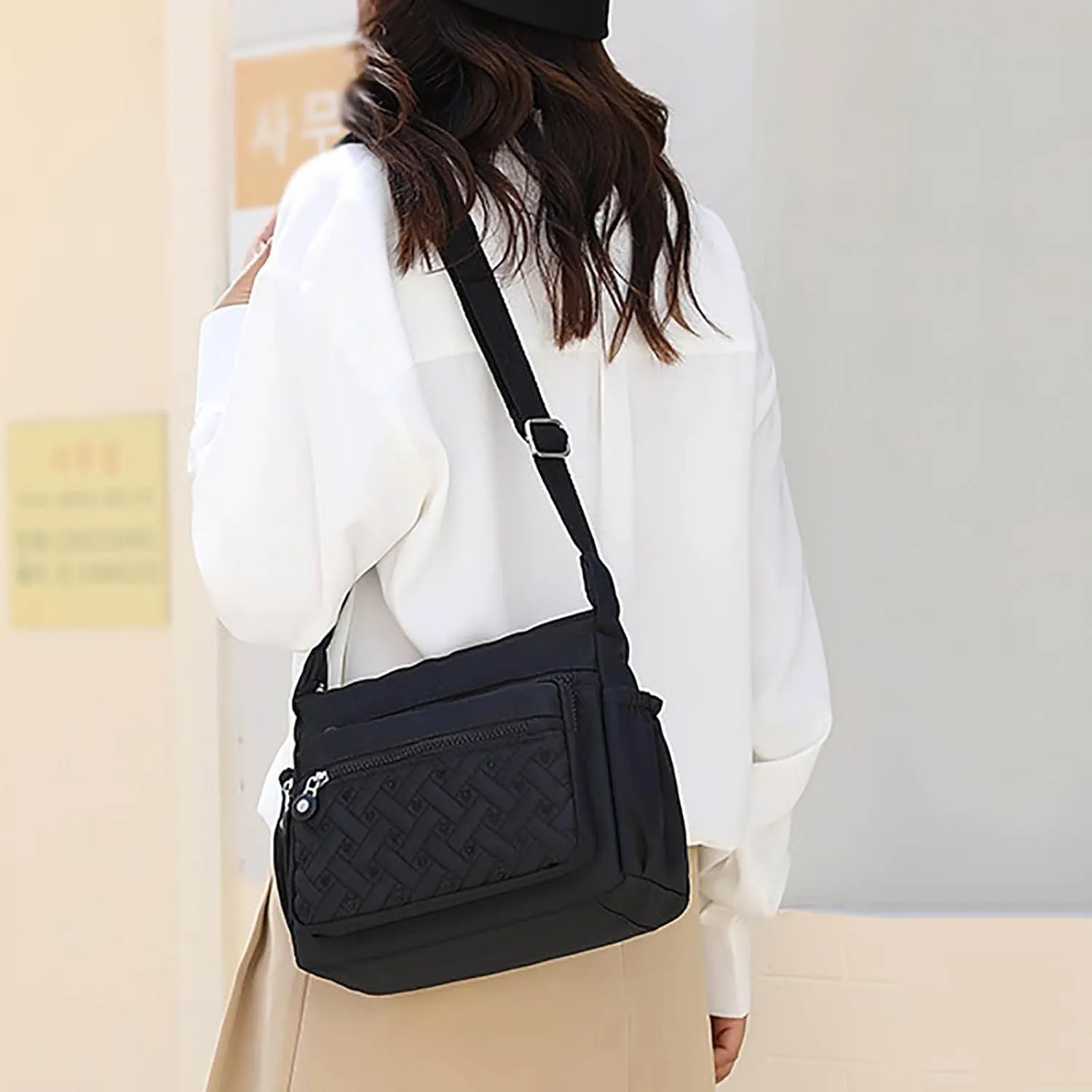 Tote Bag For Women Pocket Casual Zipper Crossbody Handbags Shoulder Messenger Bag For Travel Hiking Daily Essential F