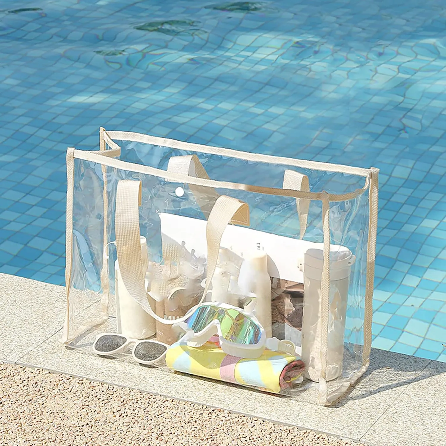 Tote Bag For Women Portable Transparent Travel Beach Bag Swimming Bag Cosmetic Storage Bag Multifunctional Wash Large Bag Z