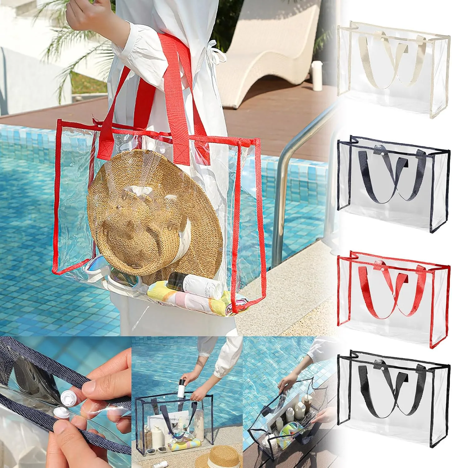 Tote Bag For Women Portable Transparent Travel Beach Bag Swimming Bag Cosmetic Storage Bag Multifunctional Wash Large Bag Z