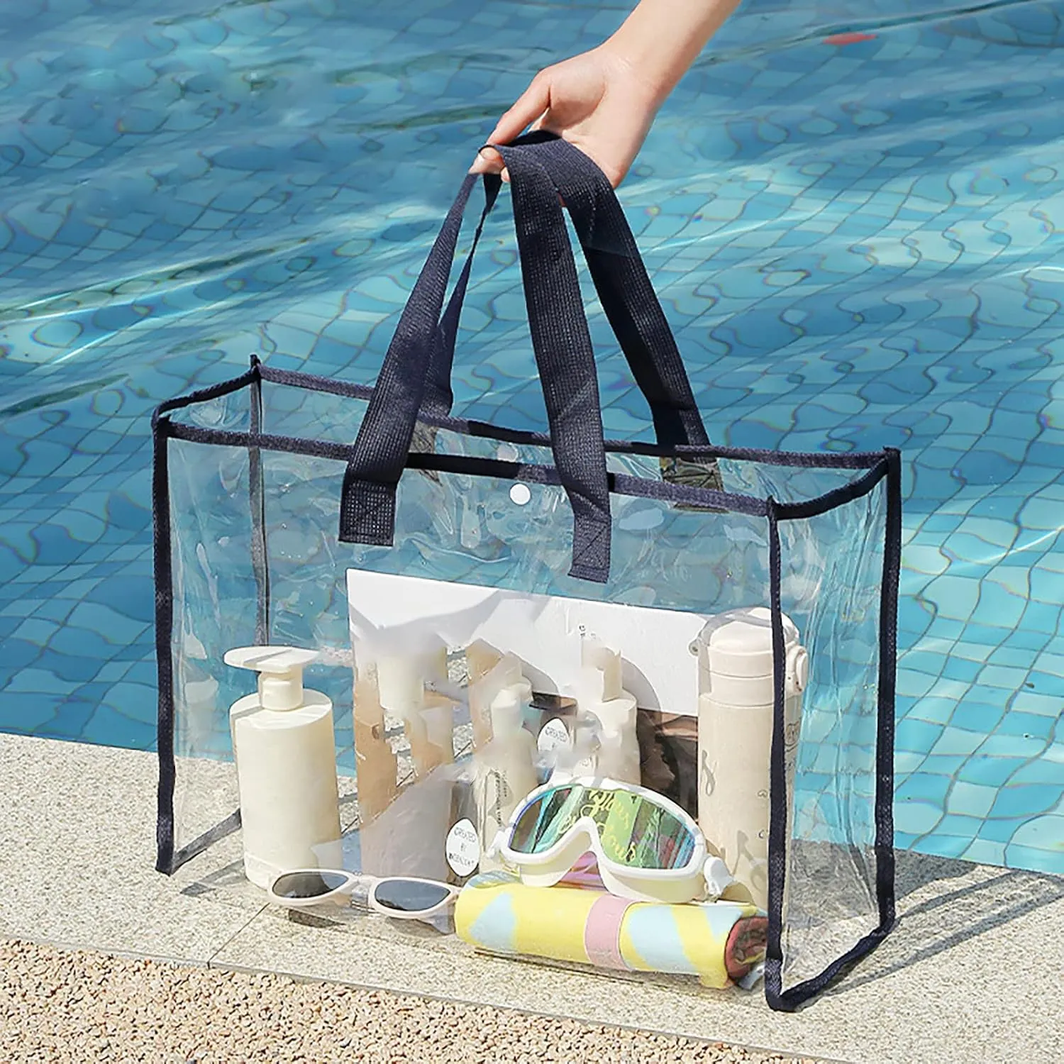 Tote Bag For Women Portable Transparent Travel Beach Bag Swimming Bag Cosmetic Storage Bag Multifunctional Wash Large Bag Z