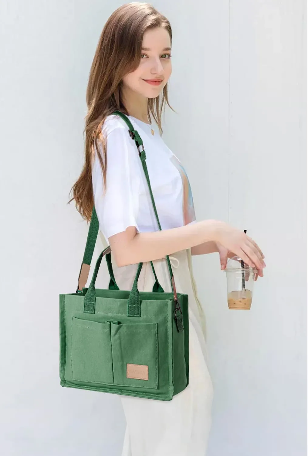 Tote Bags for Women Canvas Tote Purse Crossbody Bags with Pockets Top Handle Shoulder Handbags Satchel Bags for Women