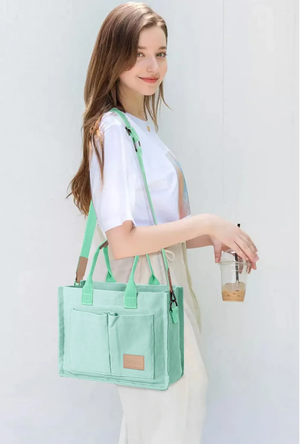 Tote Bags for Women Canvas Tote Purse Crossbody Bags with Pockets Top Handle Shoulder Handbags Satchel Bags for Women