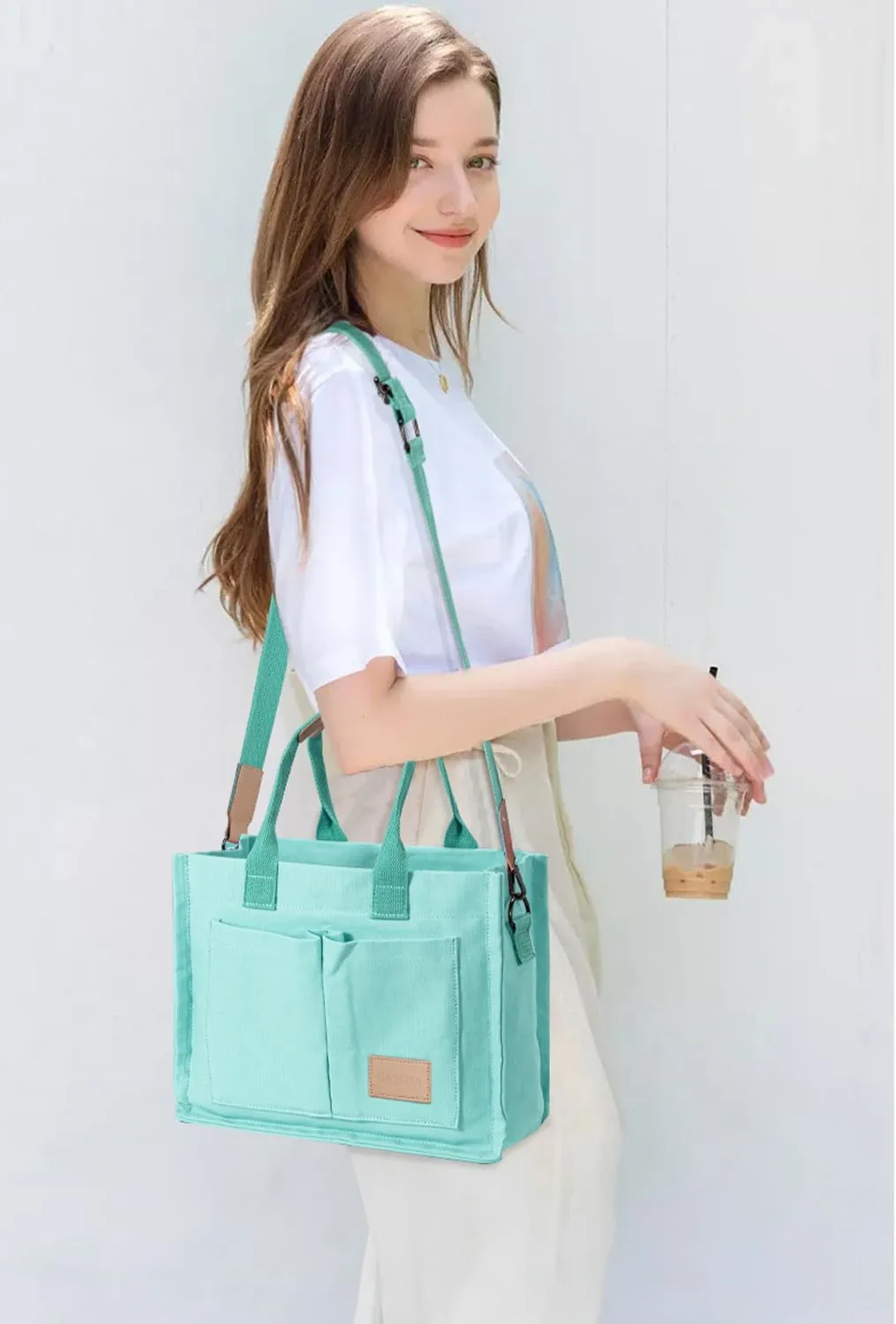 Tote Bags for Women Canvas Tote Purse Crossbody Bags with Pockets Top Handle Shoulder Handbags Satchel Bags for Women