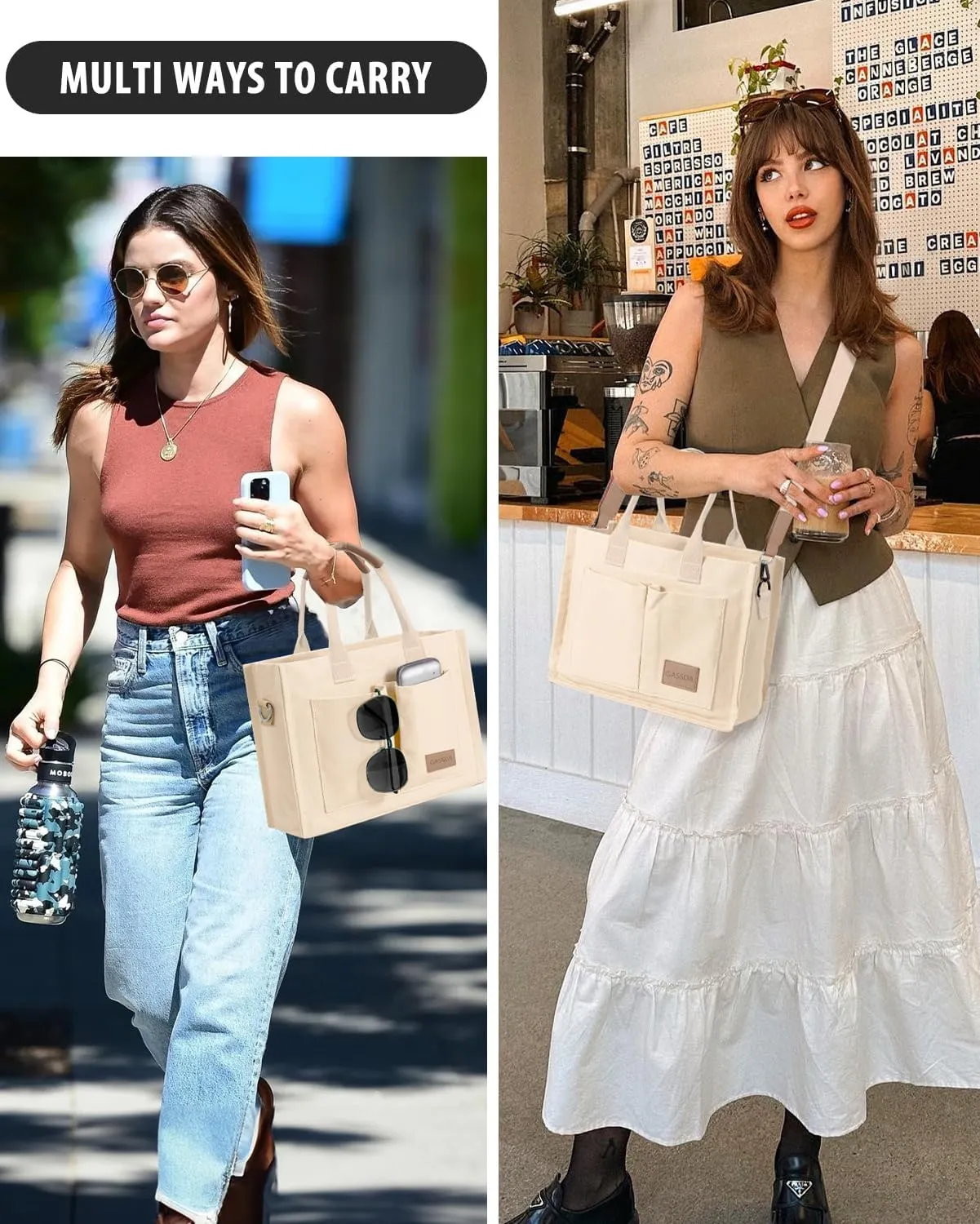 Tote Bags for Women Canvas Tote Purse Crossbody Bags with Pockets Top Handle Shoulder Handbags Satchel Bags for Women