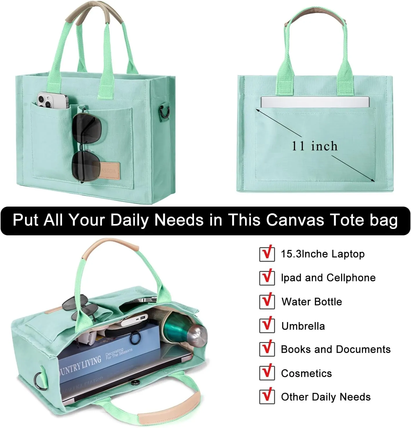 Tote Bags for Women Canvas Tote Purse Crossbody Bags with Pockets Top Handle Shoulder Handbags Satchel Bags for Women