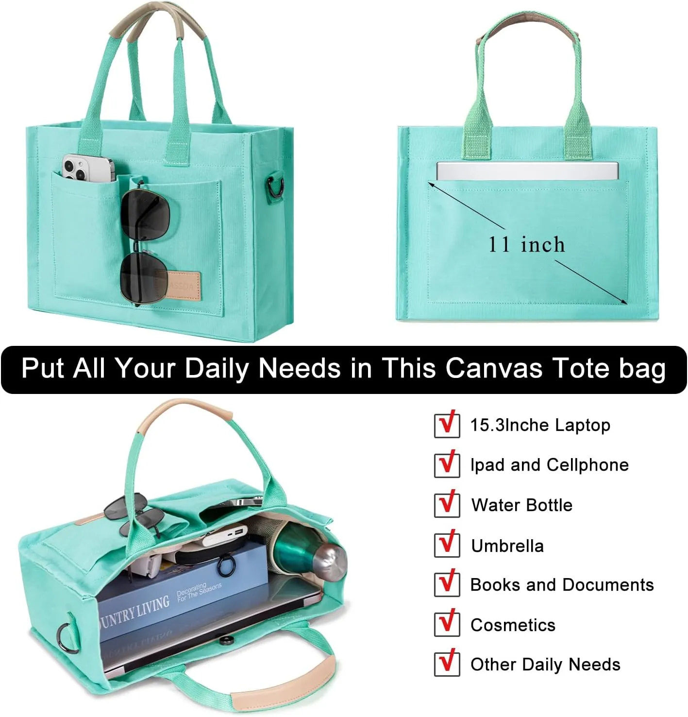 Tote Bags for Women Canvas Tote Purse Crossbody Bags with Pockets Top Handle Shoulder Handbags Satchel Bags for Women