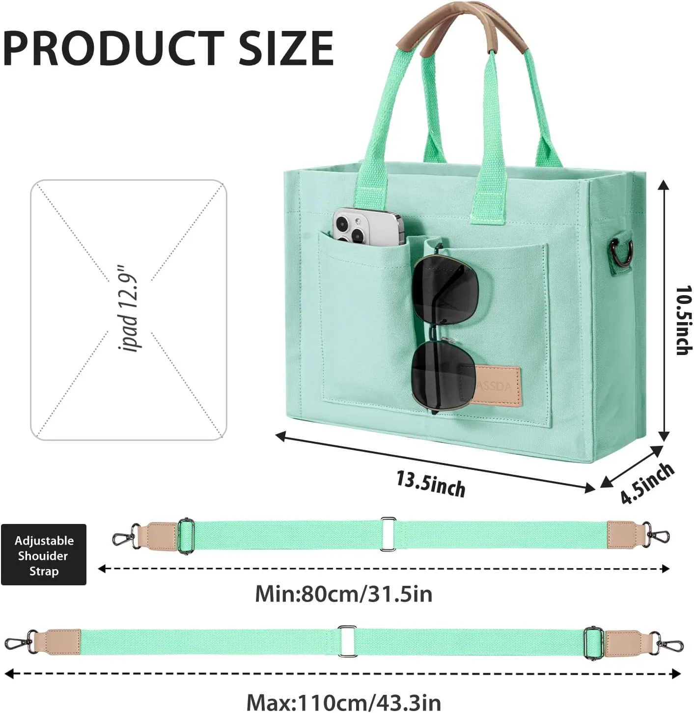 Tote Bags for Women Canvas Tote Purse Crossbody Bags with Pockets Top Handle Shoulder Handbags Satchel Bags for Women