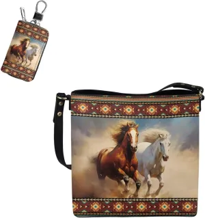 Tote Bags Set 2 Piece Saddle Bags Crossbody Bags for Women Car Key Fob Protector