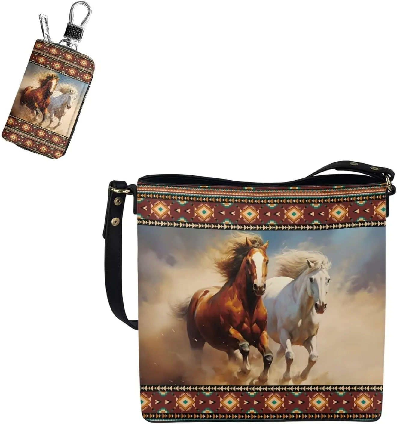 Tote Bags Set 2 Piece Saddle Bags Crossbody Bags for Women Car Key Fob Protector