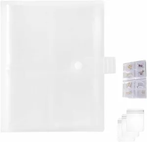 Transparent Jewellery Storage Book Set, Transparent Jewelry Storage Book with Pockets 84 Slots and 60 PCS Clear Small Plastic Bags Ring Earring Organizer Book Card Holder Travel Pouch for Jewelry