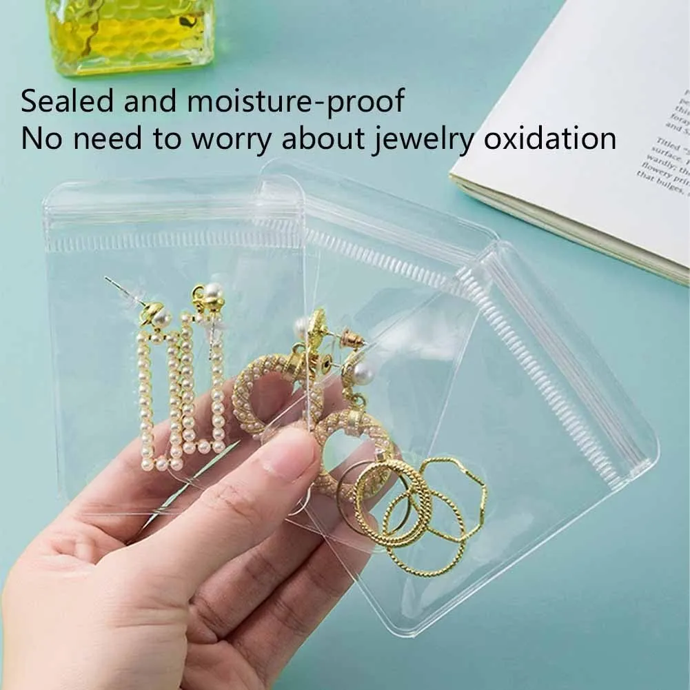 Transparent Jewellery Storage Book Set, Transparent Jewelry Storage Book with Pockets 84 Slots and 60 PCS Clear Small Plastic Bags Ring Earring Organizer Book Card Holder Travel Pouch for Jewelry
