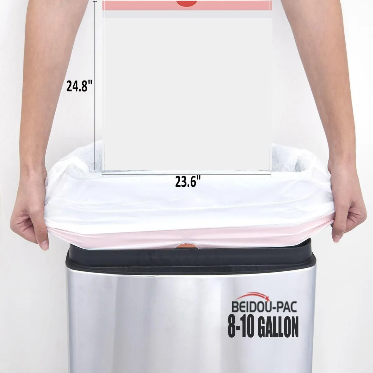 Trash Bags 8-10 Gallon Drawstring, 60 Count Garbage Bags, Large Kitchen Trash Bags, Odorless & Heavy Duty White Plastic Food Scrap Bags for Bathroom Bedroom Office Waste