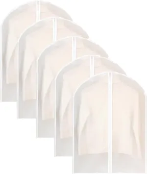 Travel Garment Bag, Plastic Clothes Covers, Thickened PEVA Material, Transparent and Visible, Suitable for Shirts, Sweaters, Jackets (5 Pieces)(60x150cm x59in)