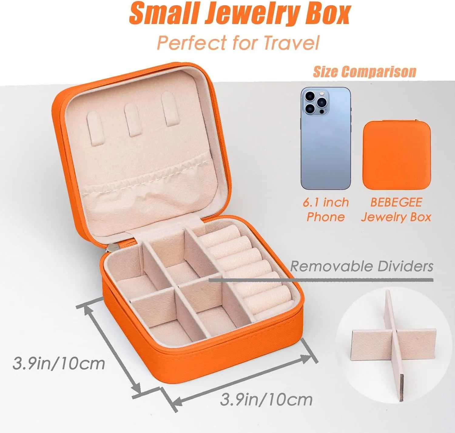 Travel Jewelry Case, Portable Mini Jewelry Travel Organizer, Small Jewelry Boxes for Women, Bridesmaid Gifts and Travel Essentials Accessories to Store (1 PC, Orange)
