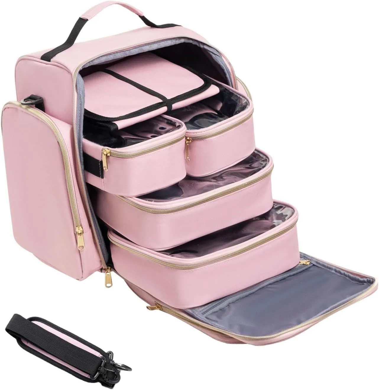 Travel Toiletry Bag Cosmetic Bag Zipper Pouch Multifunctional Travel Organizer Makeup Case for Brushes Grooming Set Cosmetics