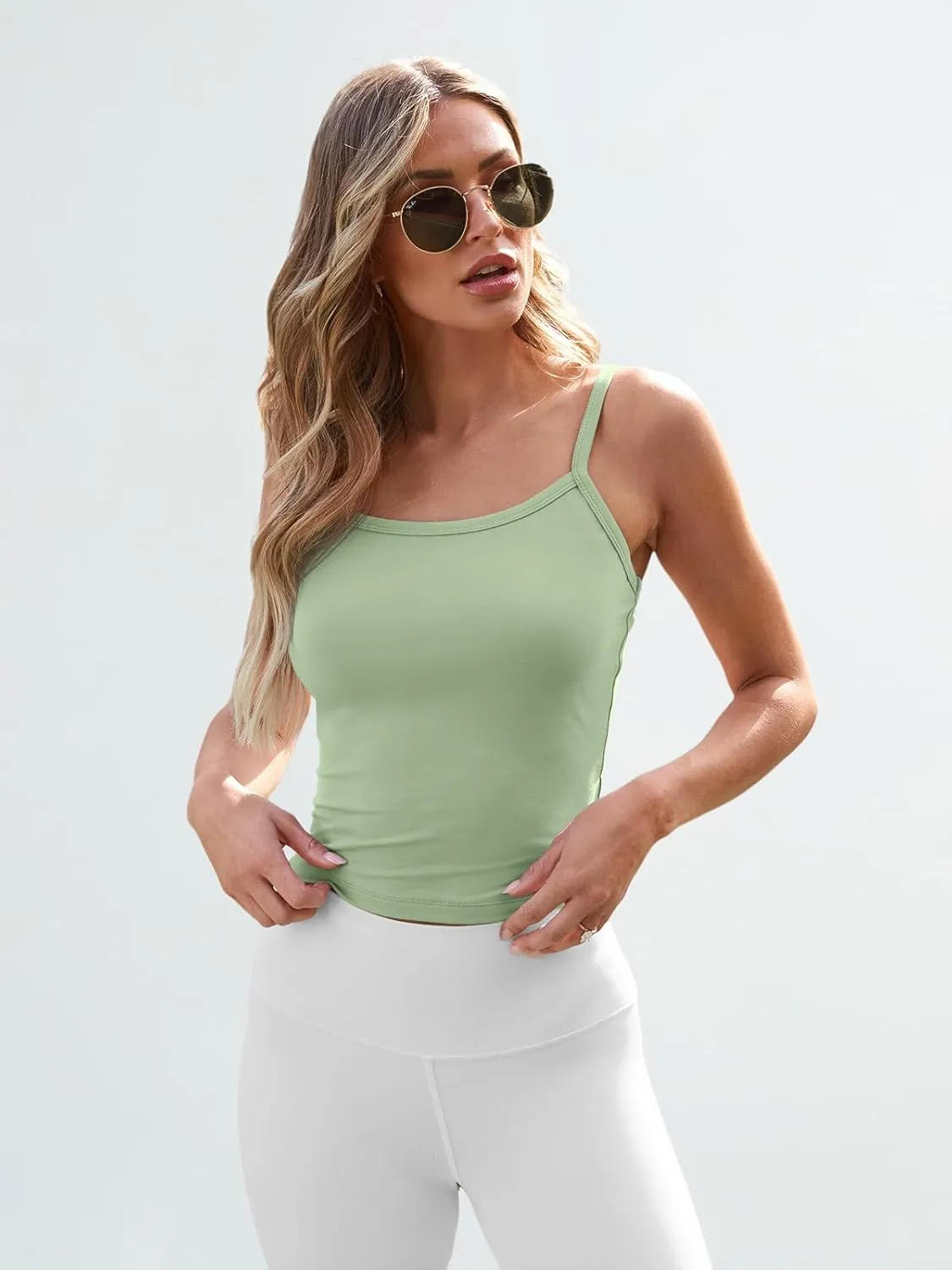 Trendy Queen Womens Spaghetti Strap Tank Tops Adjustable Cute Camisole Going Out Crop Tops Summer Clothes