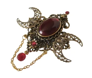 Triple Moon Brooch, handmade jewelry wiccan pagan wicca goddess witch witchcraft gothic cloak pin
