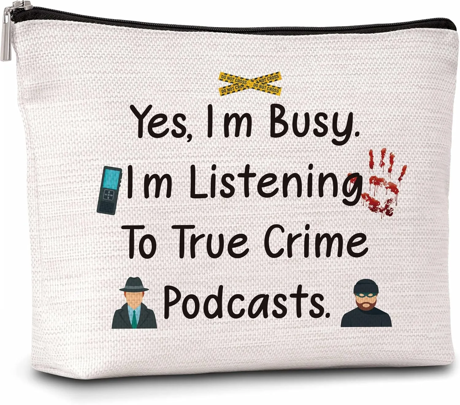 True Crime Gifts Makeup Bag For Woman, True Crime Podcast Junkie Cosmetic Bag, Podcast Lover Gift Bag, Crime Fan Makeup Zipper Bag, Birthday Gifts For Family Friends Sister BFF, A49