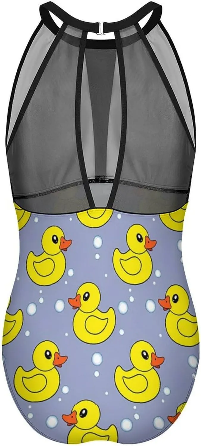 Tummy Control Swimsuits for Women Slimming One Piece Bathing Suit Retro Halter Push Up Swimwear