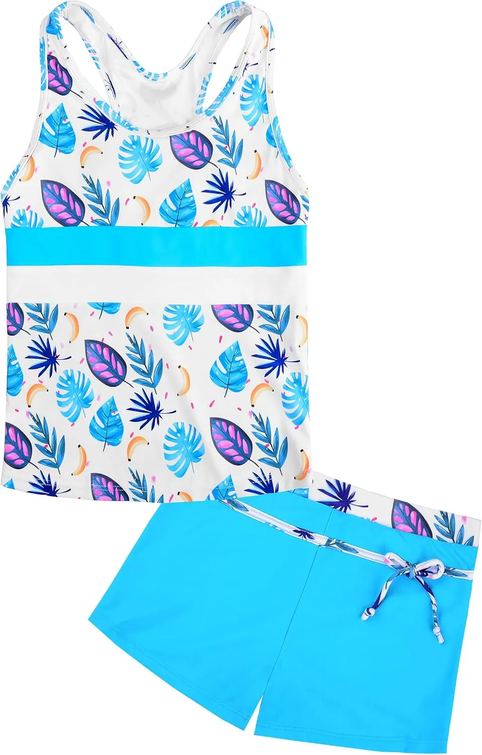 Uhnice Girls Swimsuit Two Piece Tankini Swimwear with Boyshort