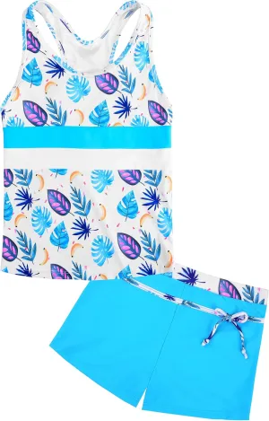 Uhnice Girls Swimsuit Two Piece Tankini Swimwear with Boyshort