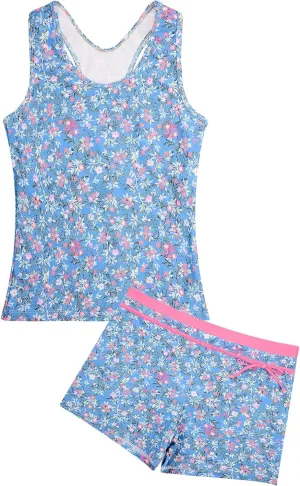 Uhnice Girls Swimsuit Two Piece Tankini Swimwear with Boyshort