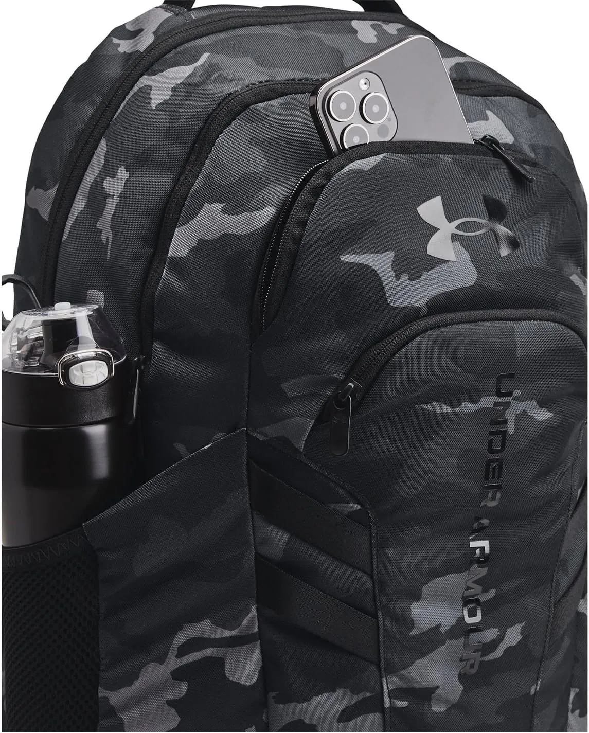 Under Armour Hustle 6.0 Pro Backpack, Black/Black/Castlerock, One Size Fits Most