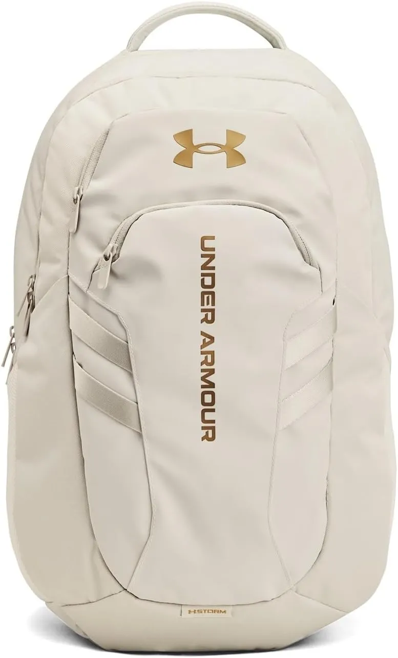 Under Armour Hustle 6.0 Pro Backpack, Summit White/Metallic Gold, One Size Fits Most