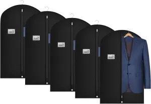 Univivi Garment Bags Suit Covers for Storage, 40-inch Hanging Clothing Bags with Clear Window and ID Card Holder for Suits, Jackets, Skirts (5 Pack)