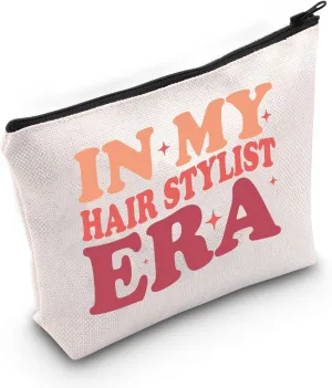 VAMSII Hair Stylist Makeup Bag Hairstylist Gift Hairdresser Cosmetic Bag Cosmetology Graduation Gifts In My Hair Stylist Era (Beige)