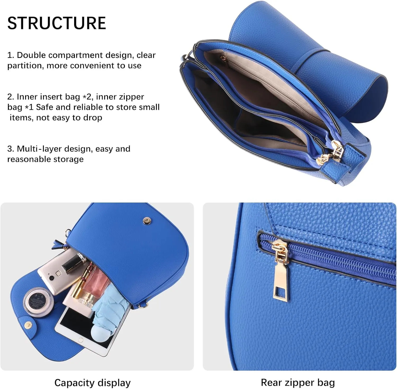 Vegan Leather Hobo Purses, Crossbody Bags for Women, Shoulder Handbags with Wide Strap