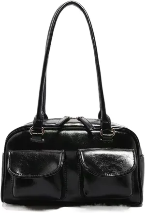 Vintage PU Leather Women Tote Handbag Fashion Shoulder Bag Large Capacity Chic Hobo Bag Designer Solid Underarm Bag