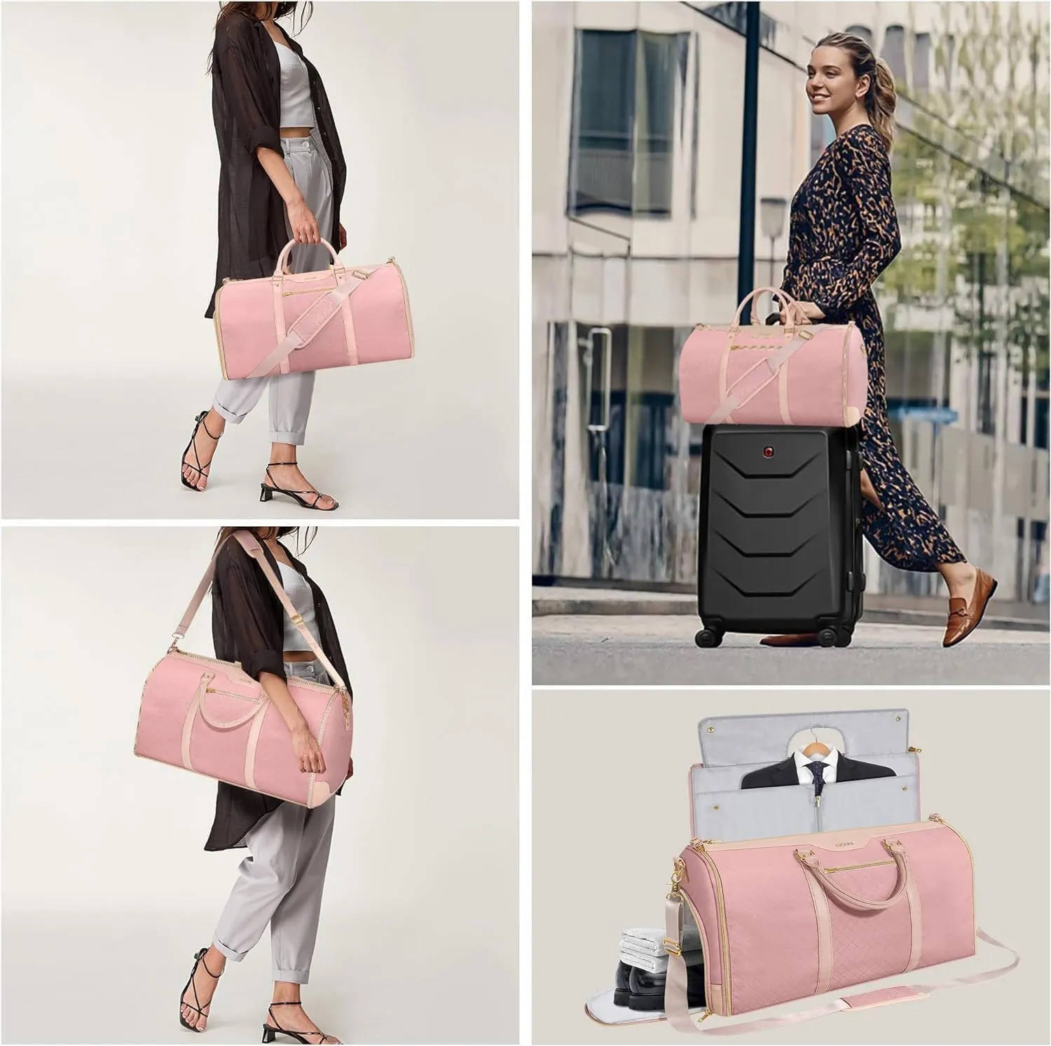 Viralhuntz Travel Bag, Multifunctional Large Capacity Storage Bags (45L Capacity), Suitable for Travel, Unisex Foldie (Pink)