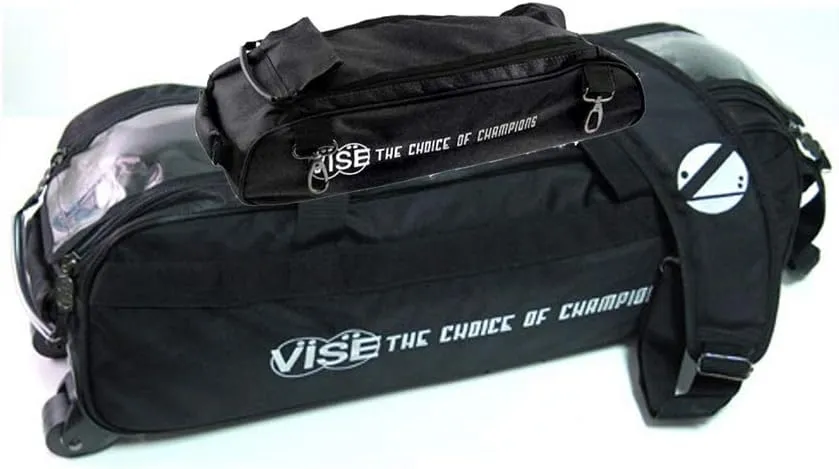 Vise Clear Top 3 Ball Tote Roller Bowling Bag with Shoe Bag- Black