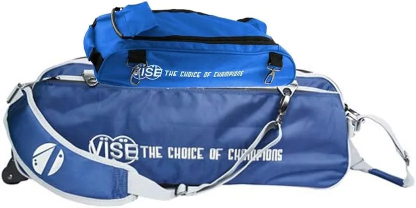 Vise Clear Top 3 Ball Tote Roller Bowling Bag with Shoe Bag- Navy/Silver