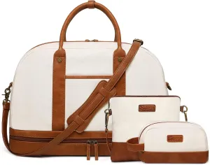 Weekender Bag for Women Canvas Overnight Bag Large Travel Tote Bag Carry on Shoulder Duffle Bag With Shoe Compartment,Perfect for Travel/Daily Use/Birthday Gift 