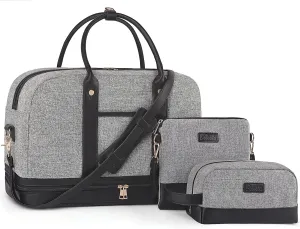 Weekender Bag for Women Canvas Overnight Bag Large Travel Tote Bag Carry on Shoulder Duffle Bag With Shoe Compartment,Perfect for Travel/Daily Use/Birthday Gift 