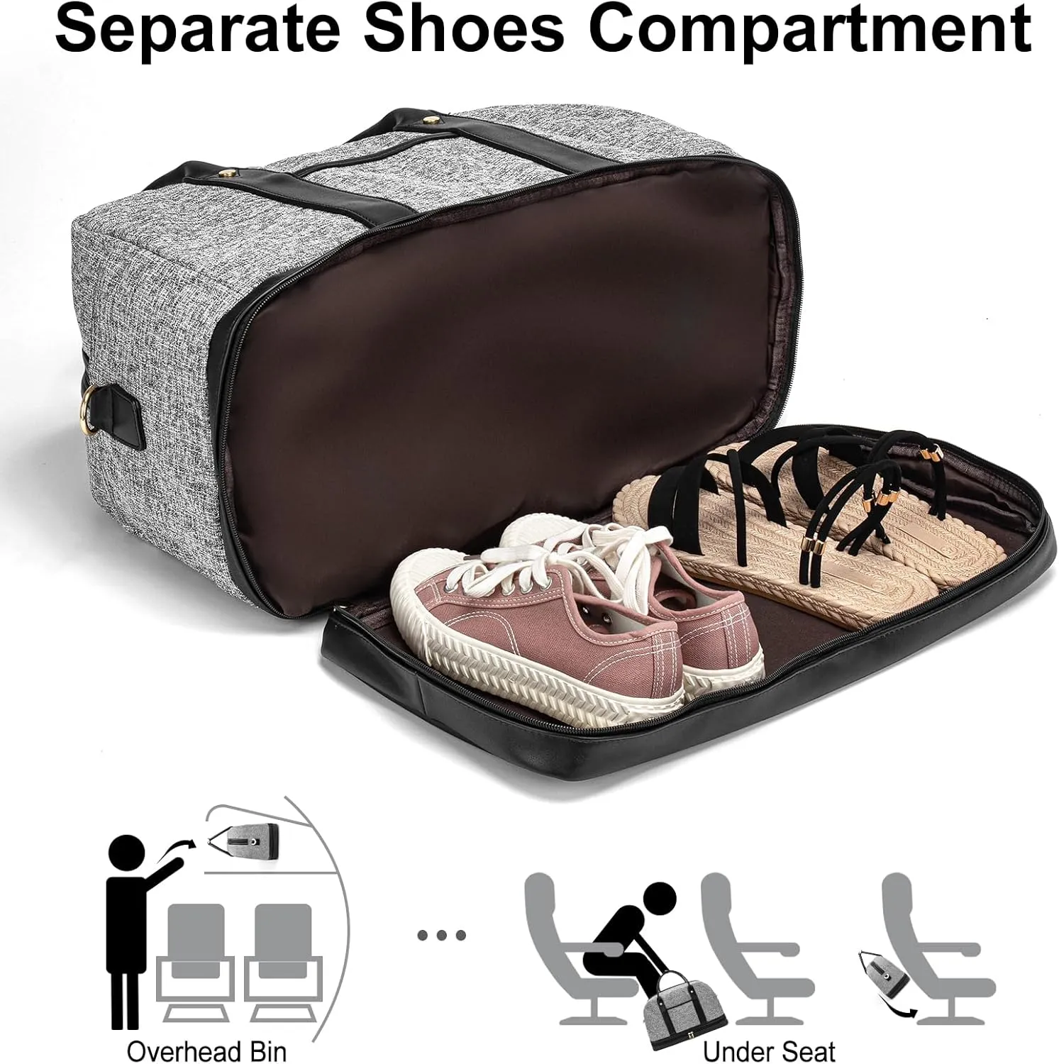 Weekender Bag for Women Canvas Overnight Bag Large Travel Tote Bag Carry on Shoulder Duffle Bag With Shoe Compartment,Perfect for Travel/Daily Use/Birthday Gift 