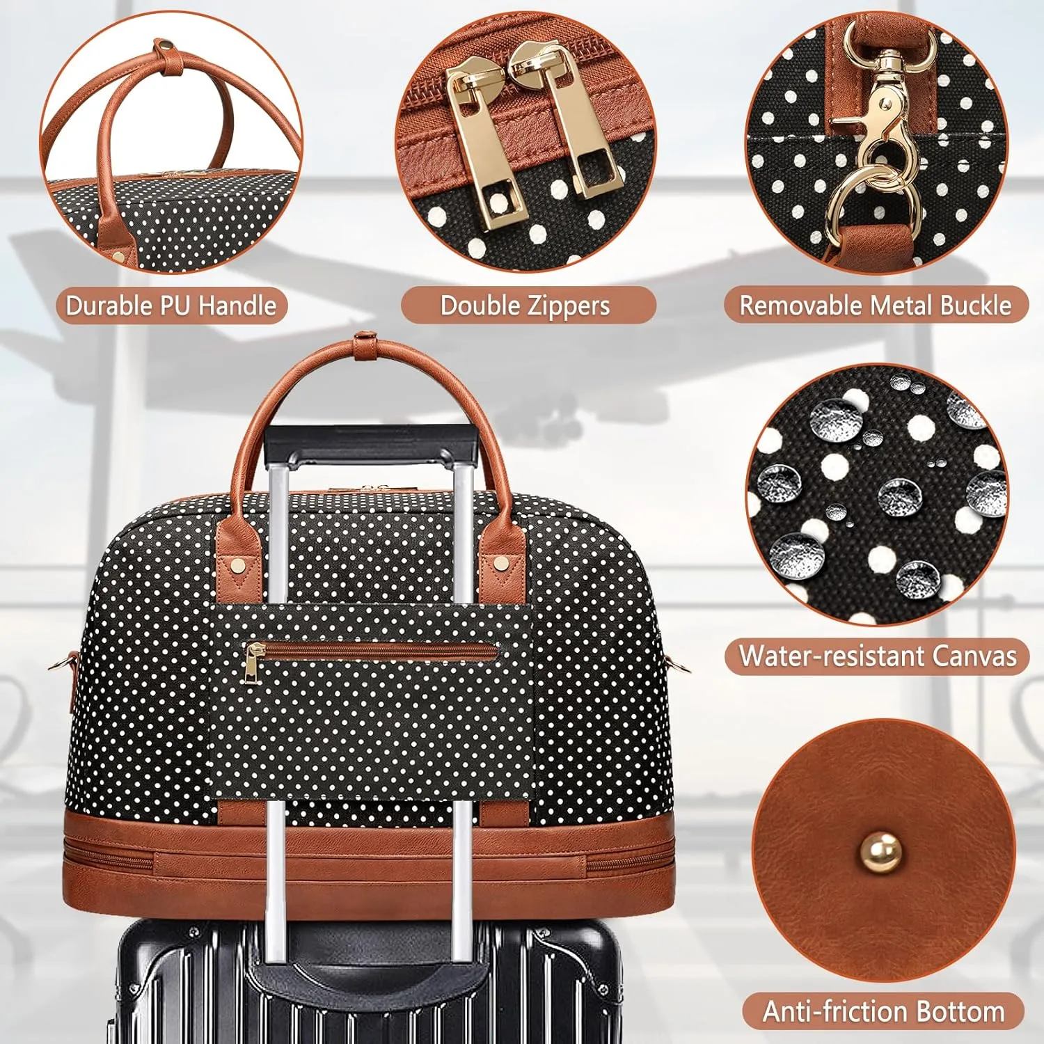 Weekender Bag for Women Canvas Overnight Bag Large Travel Tote Bag Carry on Shoulder Duffle Bag With Shoe Compartment,Perfect for Travel/Daily Use/Birthday Gift 