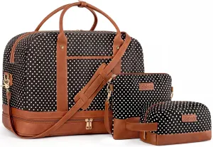 Weekender Bag for Women Canvas Overnight Bag Large Travel Tote Bag Carry on Shoulder Duffle Bag With Shoe Compartment,Perfect for Travel/Daily Use/Birthday Gift 