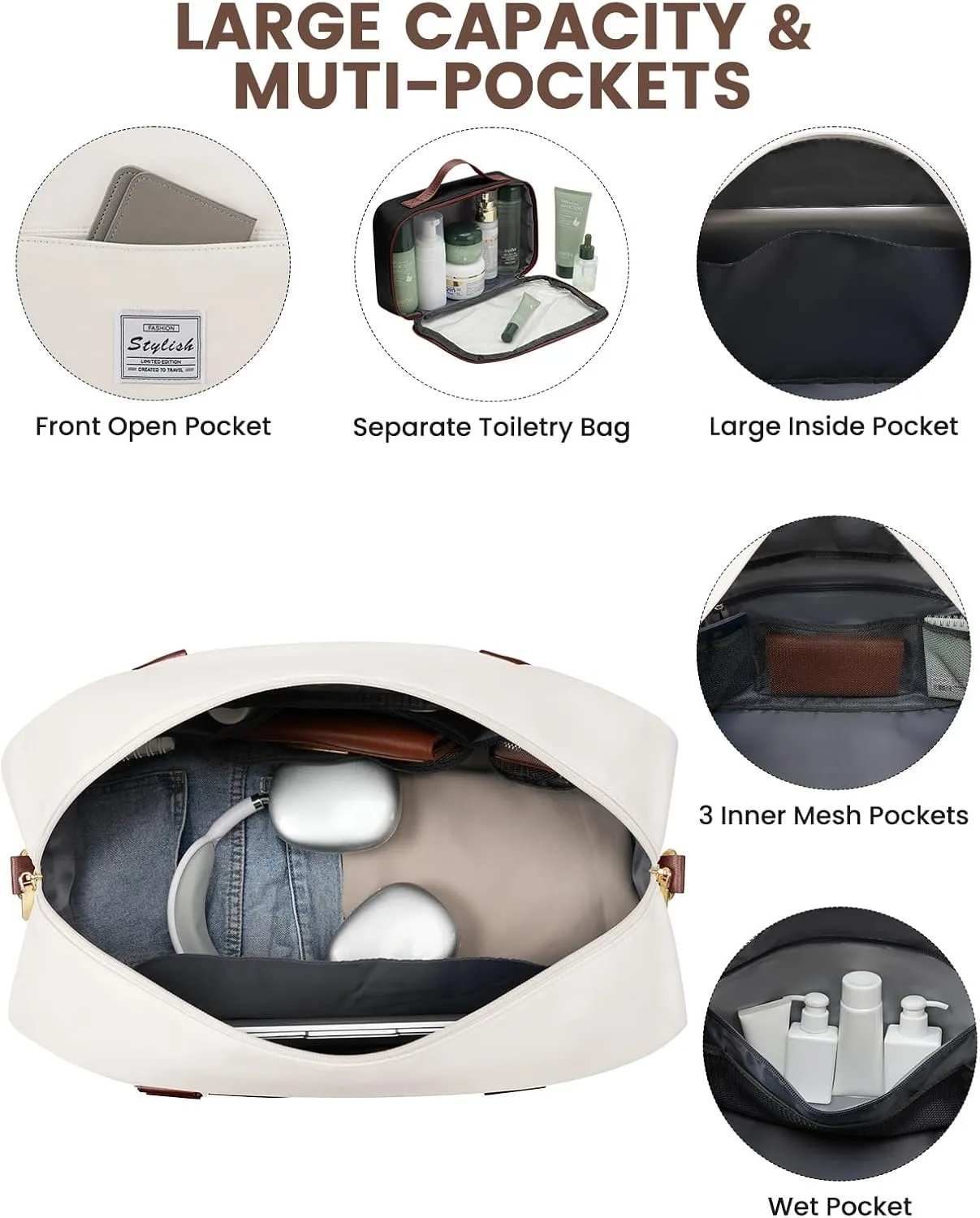 Weekender Travel Duffle Bag for Women: Overnight Bags with Shoe Compartment Carry on Bags for Airplanes with Toiletry Bag Weekend Yoga Gym Bag with Wet Pocket Travel Duffel Tote Bag Hospital Bag